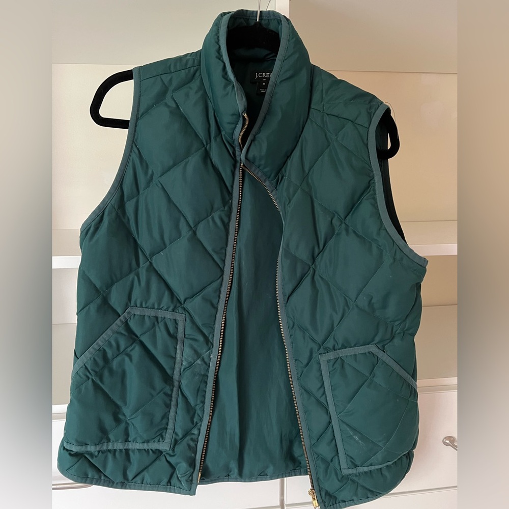 J Crew Women’s Quilted Puffer Vest, Size M, Hunter Green